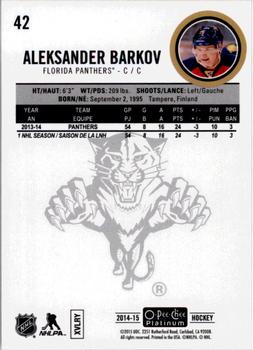 2014-15 O-Pee-Chee Platinum #42 Aleksander Barkov Back