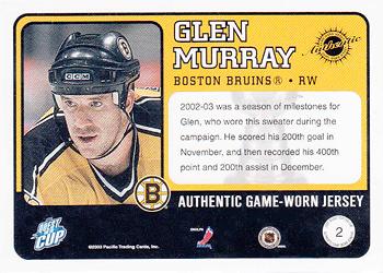 2002-03 Pacific Quest for the Cup - Jerseys #2 Glen Murray Back