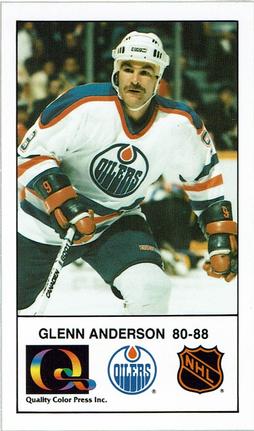 1988-89 Edmonton Oilers Action Magazine Tenth Anniversary Commemerative #9 Glenn Anderson Front