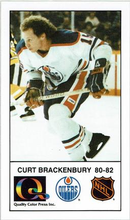 1988-89 Edmonton Oilers Action Magazine Tenth Anniversary Commemerative #10 Curt Brackenbury Front