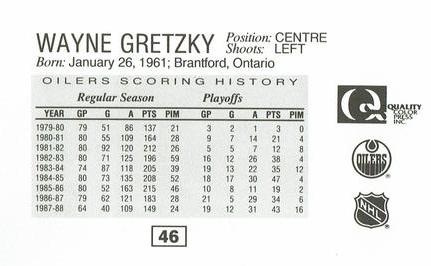 1988-89 Edmonton Oilers Action Magazine Tenth Anniversary Commemerative #46 Wayne Gretzky Back