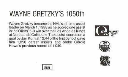 1988-89 Edmonton Oilers Action Magazine Tenth Anniversary Commemerative #55 Wayne Gretzky Back