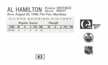 1988-89 Edmonton Oilers Action Magazine Tenth Anniversary Commemerative #63 Al Hamilton Back