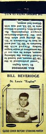 1934-35 Diamond Matchbooks (Tan 1) #NNO Bill Beveridge Front