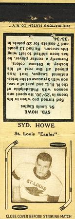 1934-35 Diamond Matchbooks (Tan 1) #NNO Syd Howe Front