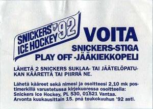 1992 Semic Jaakiekko (Finnish) Stickers #11 Teemu Selanne Back