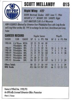 1992-93 IGA Edmonton Oilers #15 Scott Mellanby Back