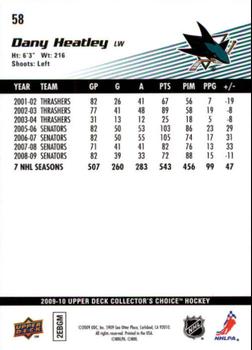 2009-10 Collector's Choice - Reserve #58 Dany Heatley Back