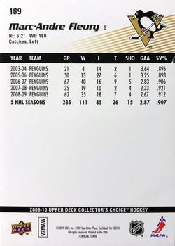 2009-10 Collector's Choice - Reserve #189 Marc-Andre Fleury Back