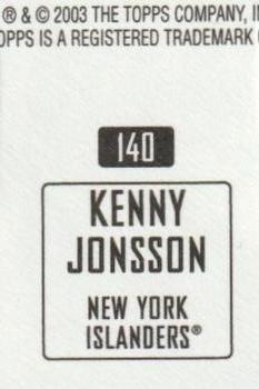 2003-04 Topps Mini Stickers #140 Kenny Jonsson Back