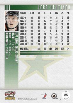 2004-05 Pacific - Red #85 Jere Lehtinen Back