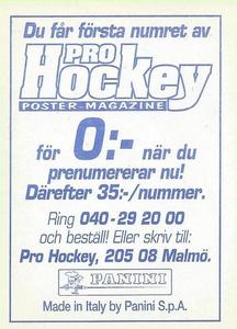 1995 Panini World Hockey Championship Stickers (Finnish/Swedish) #76 Bruno Campese Back