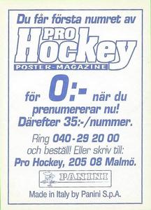 1995 Panini World Hockey Championship Stickers (Finnish/Swedish) #82 Anthony Circelli Back