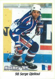 1995 Panini World Hockey Championship Stickers (Finnish/Swedish) #98 Serge Djelloul Front