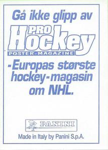 1995 Panini World Hockey Championship Stickers (Finnish/Swedish) #300 Brian Leetch Back