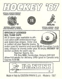 1987-88 Panini Hockey Stickers #19 Dave Andreychuk Back