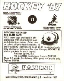 1987-88 Panini Hockey Stickers #71 New Jersey Devils Logo Back