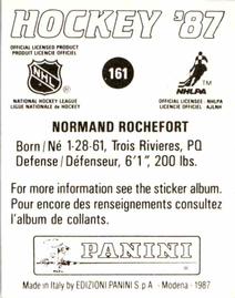 1987-88 Panini Hockey Stickers #161 Normand Rochefort Back