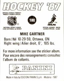1987-88 Panini Hockey Stickers #180 Mike Gartner Back