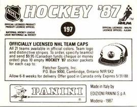 1987-88 Panini Hockey Stickers #197 1987 Stanley Cup Back