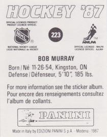 1987-88 Panini Hockey Stickers #223 Bob Murray Back