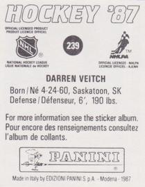 1987-88 Panini Hockey Stickers #239 Darren Veitch Back