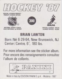 1987-88 Panini Hockey Stickers #300 Brian Lawton Back