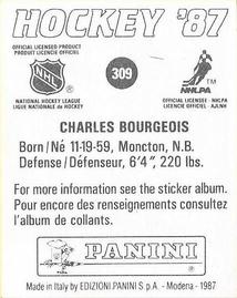 1987-88 Panini Hockey Stickers #309 Charlie Bourgeois Back