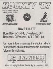1987-88 Panini Hockey Stickers #358 Dave Ellett Back