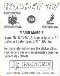 1987-88 Panini Hockey Stickers #359 Mario Marois Back