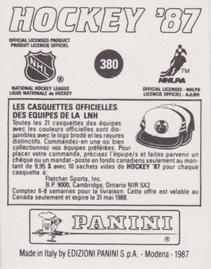 1987-88 Panini Hockey Stickers #380 Calder Memorial Trophy Back