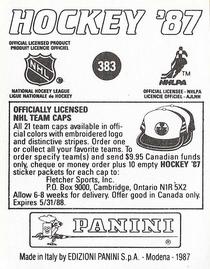 1987-88 Panini Hockey Stickers #383 Lady Byng Memorial Trophy Back