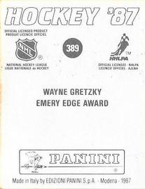 1987-88 Panini Hockey Stickers #389 Wayne Gretzky Back