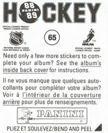 1988-89 Panini Hockey Stickers #65 Edmonton Oilers Team Photo Back