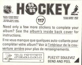 1988-89 Panini Hockey Stickers #117 Ken Wregget Back