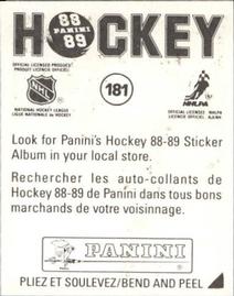 1988-89 Panini Hockey Stickers #181 Wayne Gretzky Back