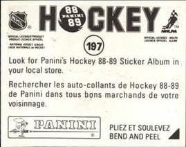 1988-89 Panini Hockey Stickers #197 Philadelphia Flyers vs. Washington Capitals Back