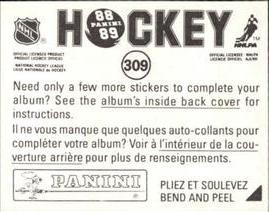 1988-89 Panini Hockey Stickers #309 Walt Poddubny Back