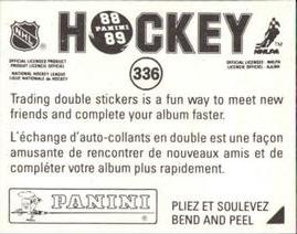 1988-89 Panini Hockey Stickers #336 Rob Brown Back