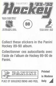 1989-90 Panini Hockey Stickers #88 Bernie Nicholls Back