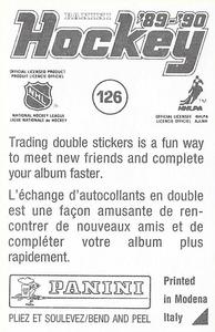 1989-90 Panini Hockey Stickers #126 Steve Tuttle Back