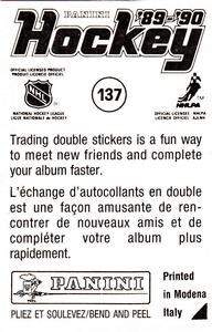 1989-90 Panini Hockey Stickers #137 Daniel Marois Back