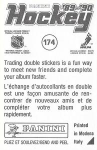 1989-90 Panini Hockey Stickers #174 Peter Taglianetti Back
