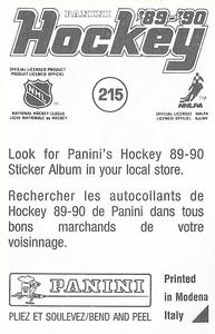 1989-90 Panini Hockey Stickers #215 Dave Andreychuk Back