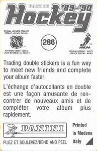 1989-90 Panini Hockey Stickers #286 Brian Mullen Back
