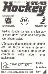 1989-90 Panini Hockey Stickers #376 Patrick Roy / Brian Hayward Back