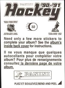 1990-91 Panini Hockey Stickers #32 Mike Hartman Back