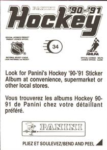 1990-91 Panini Hockey Stickers #34 Scott Young Back