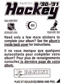1990-91 Panini Hockey Stickers #83 Bryan Trottier Back