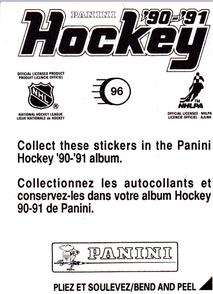 1990-91 Panini Hockey Stickers #96 Brian Mullen Back
